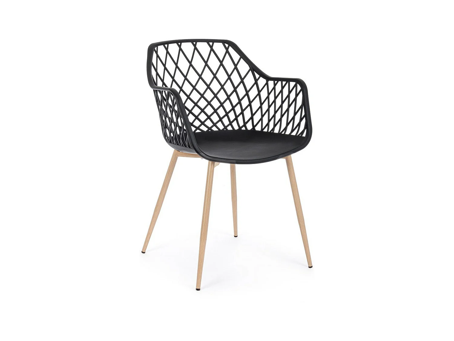 Lot de 4 chaises en polypropylène noir avec pieds en métal - OPTIK