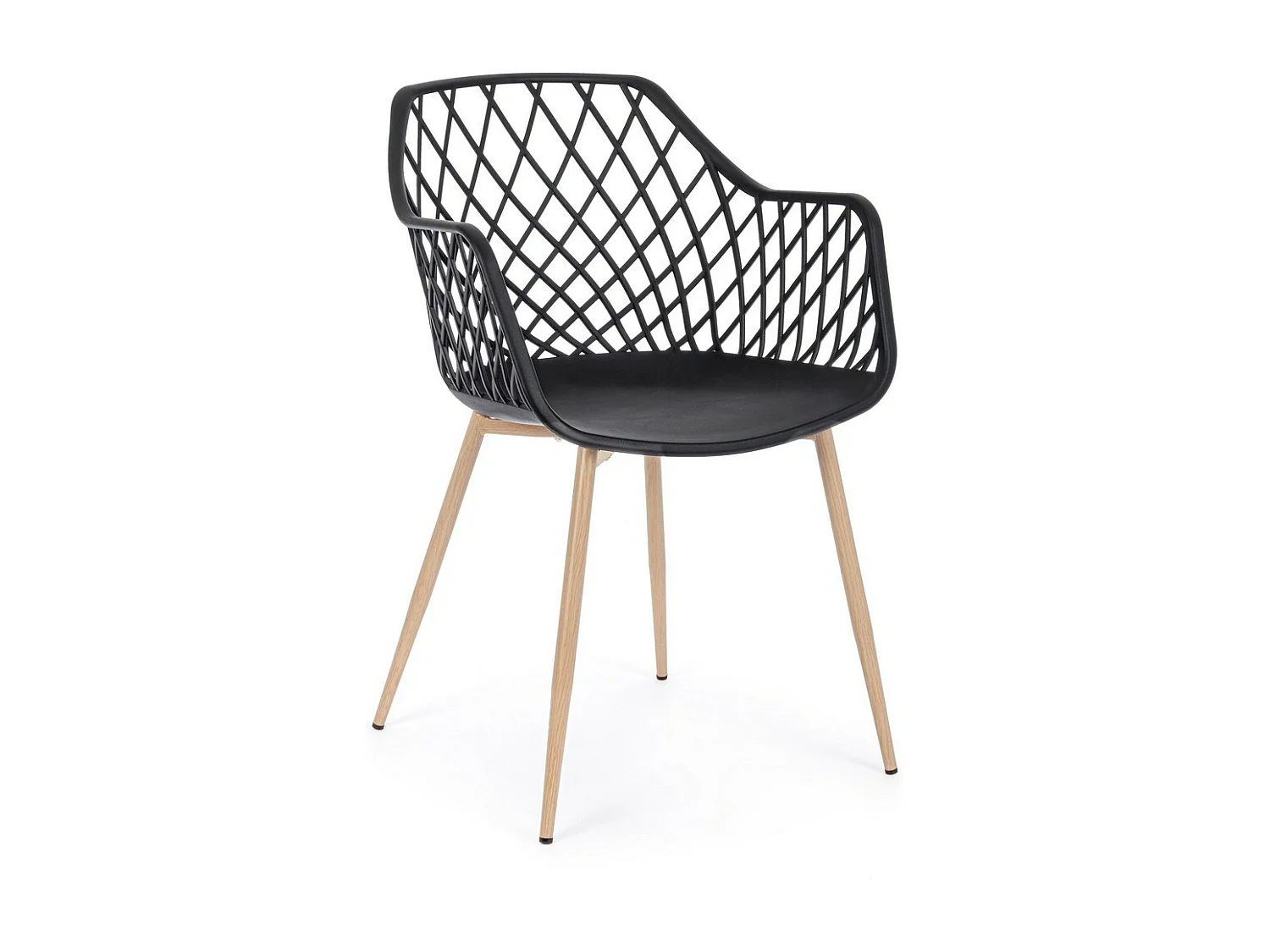 Lot de 4 chaises en polypropylène noir avec pieds en métal - OPTIK