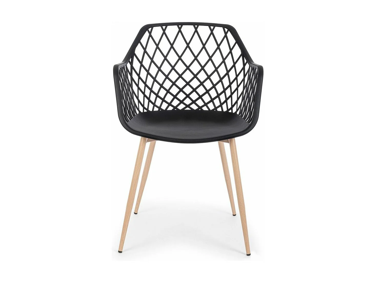 Lot de 4 chaises en polypropylène noir avec pieds en métal - OPTIK