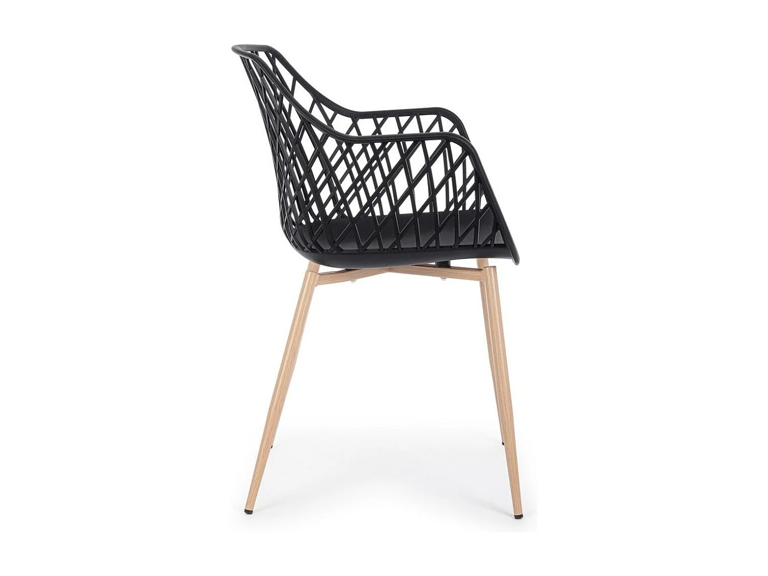 Lot de 4 chaises en polypropylène noir avec pieds en métal - OPTIK