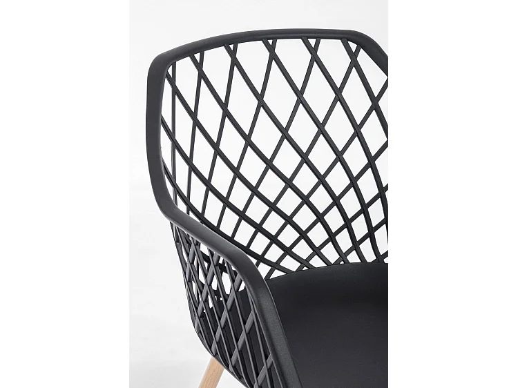 Lot de 4 chaises en polypropylène noir avec pieds en métal - OPTIK