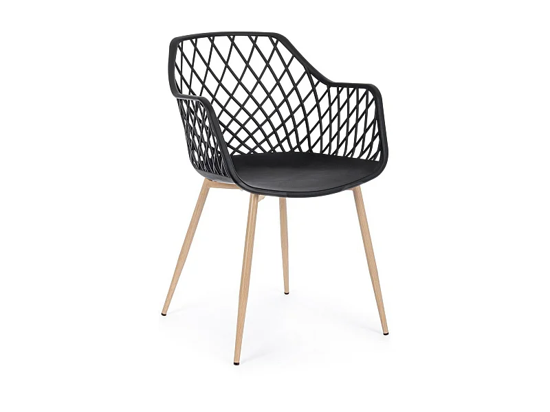 Lot de 4 chaises en polypropylène noir avec pieds en métal - OPTIK