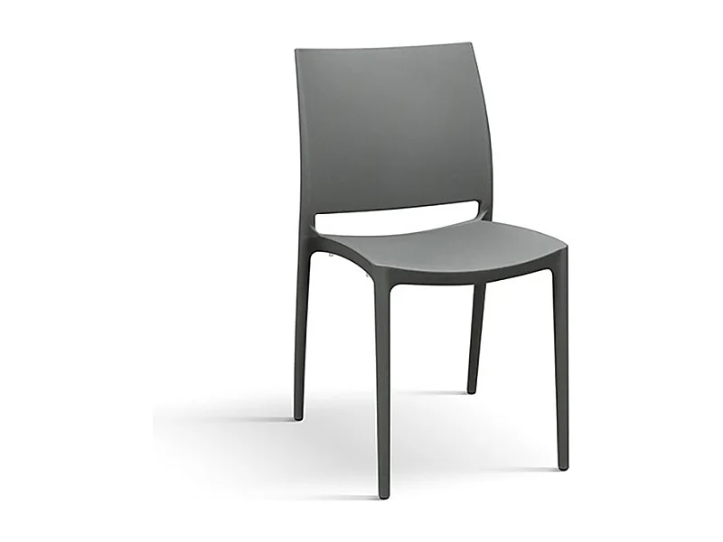 Lot de 4 chaises empilables en polypropylène gris - NORTH BEACH