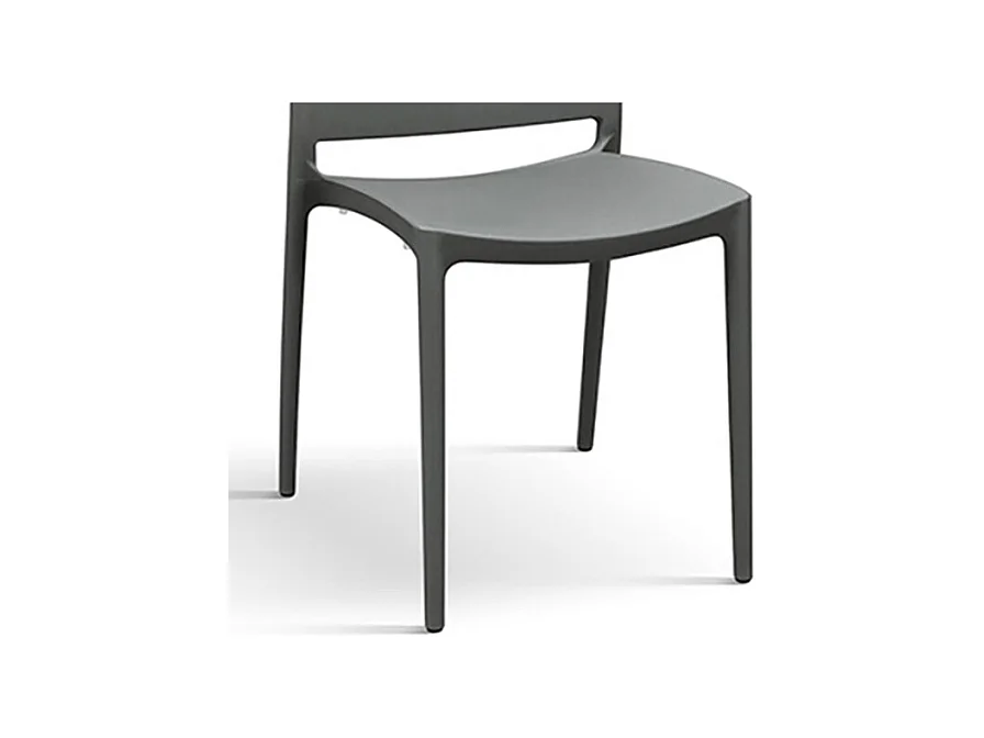 Lot de 4 chaises empilables en polypropylène gris - NORTH BEACH