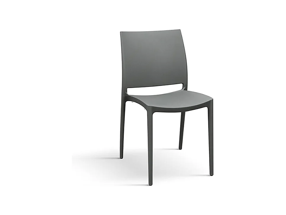 Lot de 4 chaises empilables en polypropylène gris - NORTH BEACH