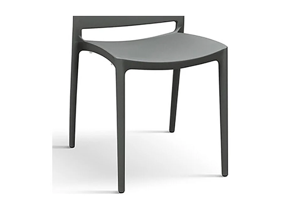 Lot de 4 chaises empilables en polypropylène gris - NORTH BEACH