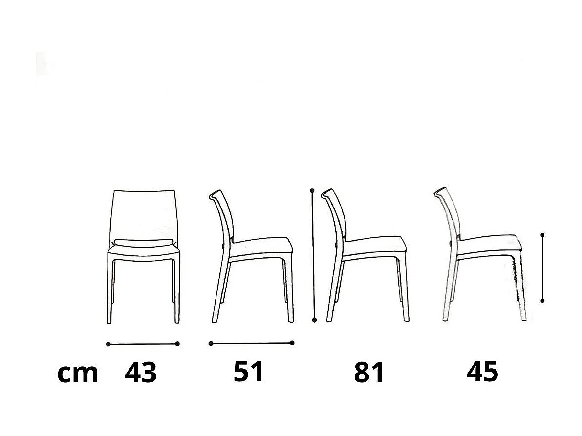 Lot de 6 chaises empilables en polypropylène blanc - NORTH BEACH