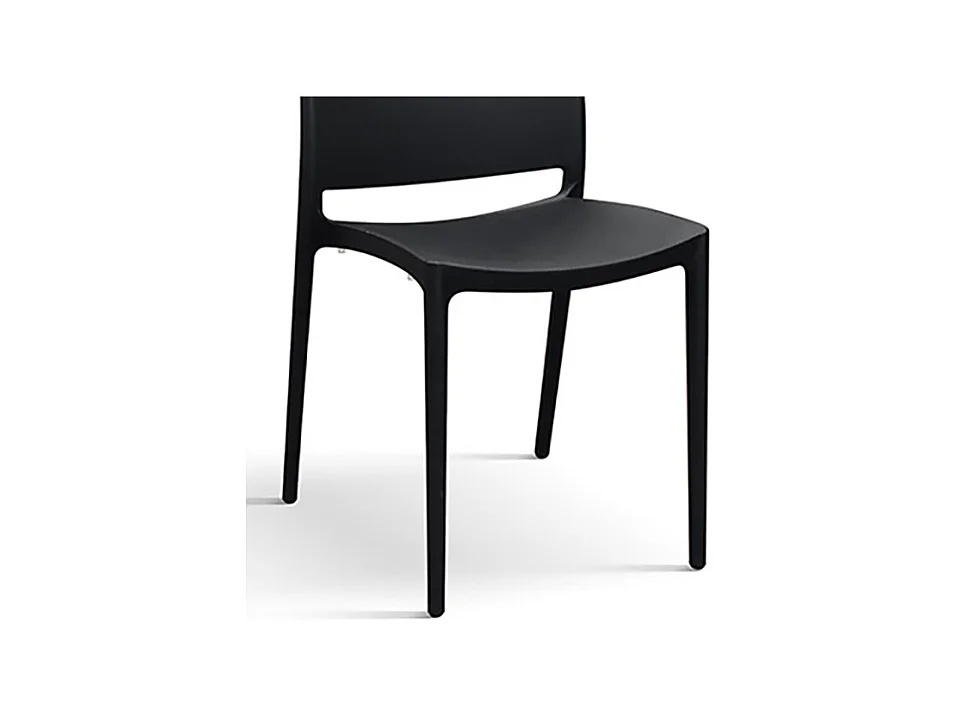 Lot de 4 chaises empilables en polypropylène noir - NORTH BEACH