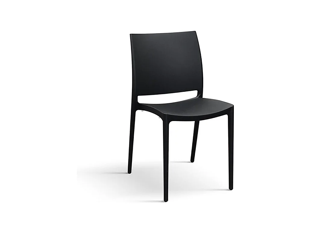 Lot de 4 chaises empilables en polypropylène noir - NORTH BEACH