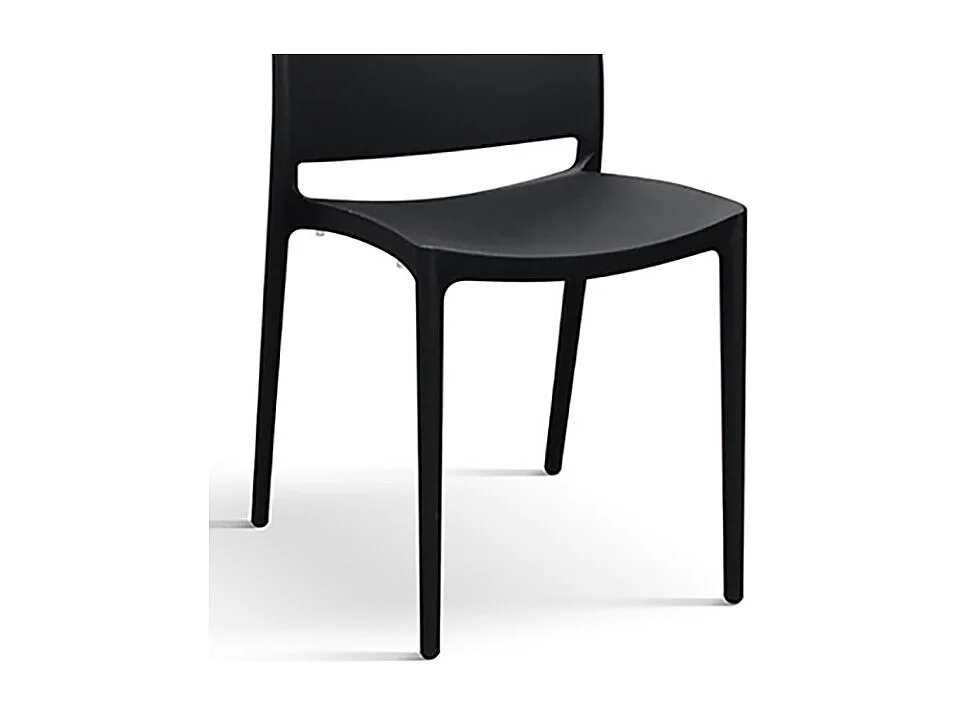 Lot de 4 chaises empilables en polypropylène noir - NORTH BEACH