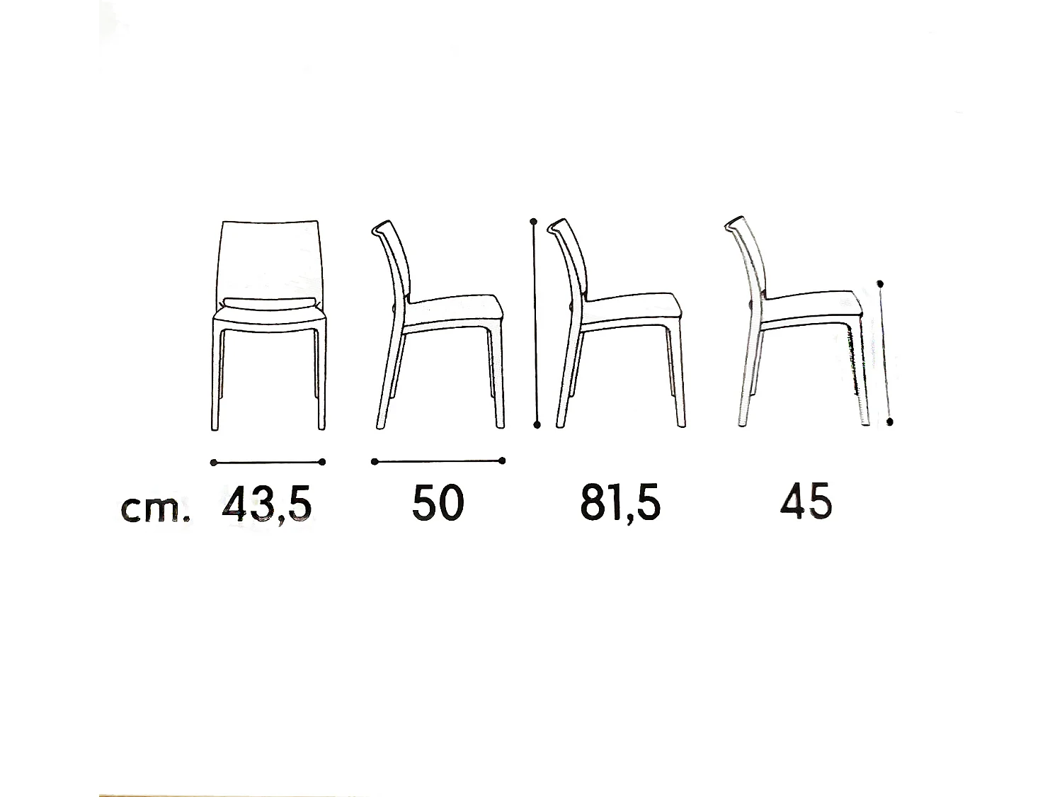 Lot de 4 chaises empilables en polypropylène noir - NORTH BEACH