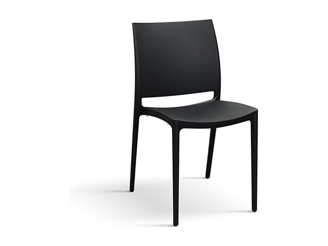 Lot de 4 chaises empilables en polypropylène noir - NORTH BEACH