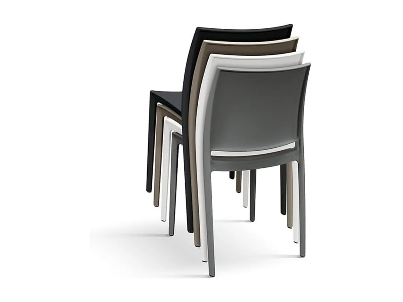 Lot de 4 chaises empilables en polypropylène noir - NORTH BEACH