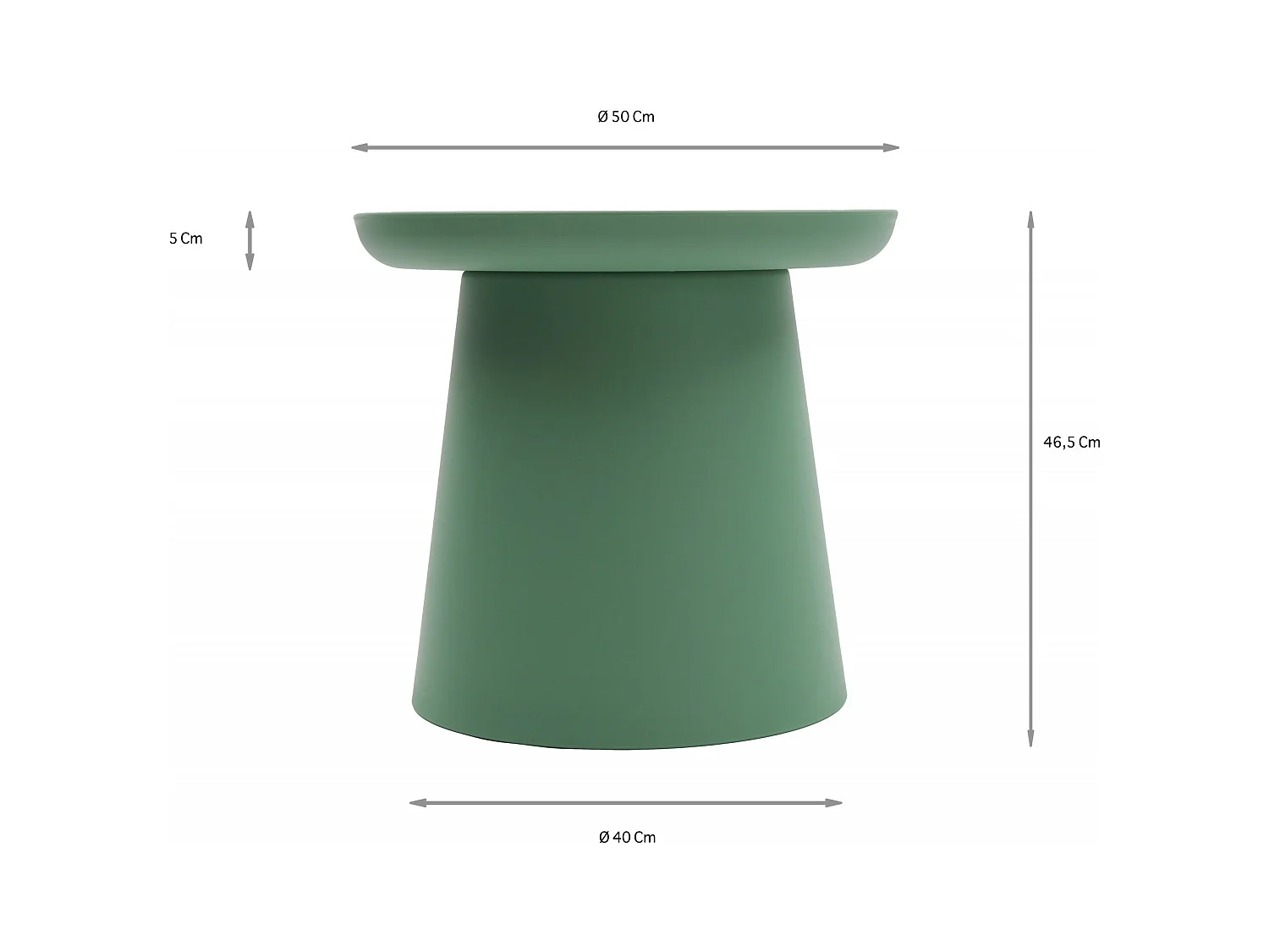 Mesa de centro redonda de polipropileno, Verde, 50x50x46 cm - IBIZA