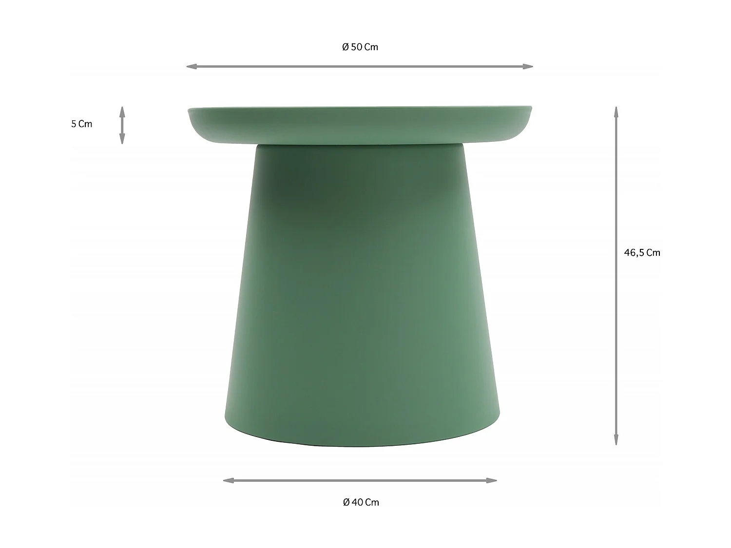 Mesa de centro redonda de polipropileno, Verde, 50x50x46 cm - IBIZA