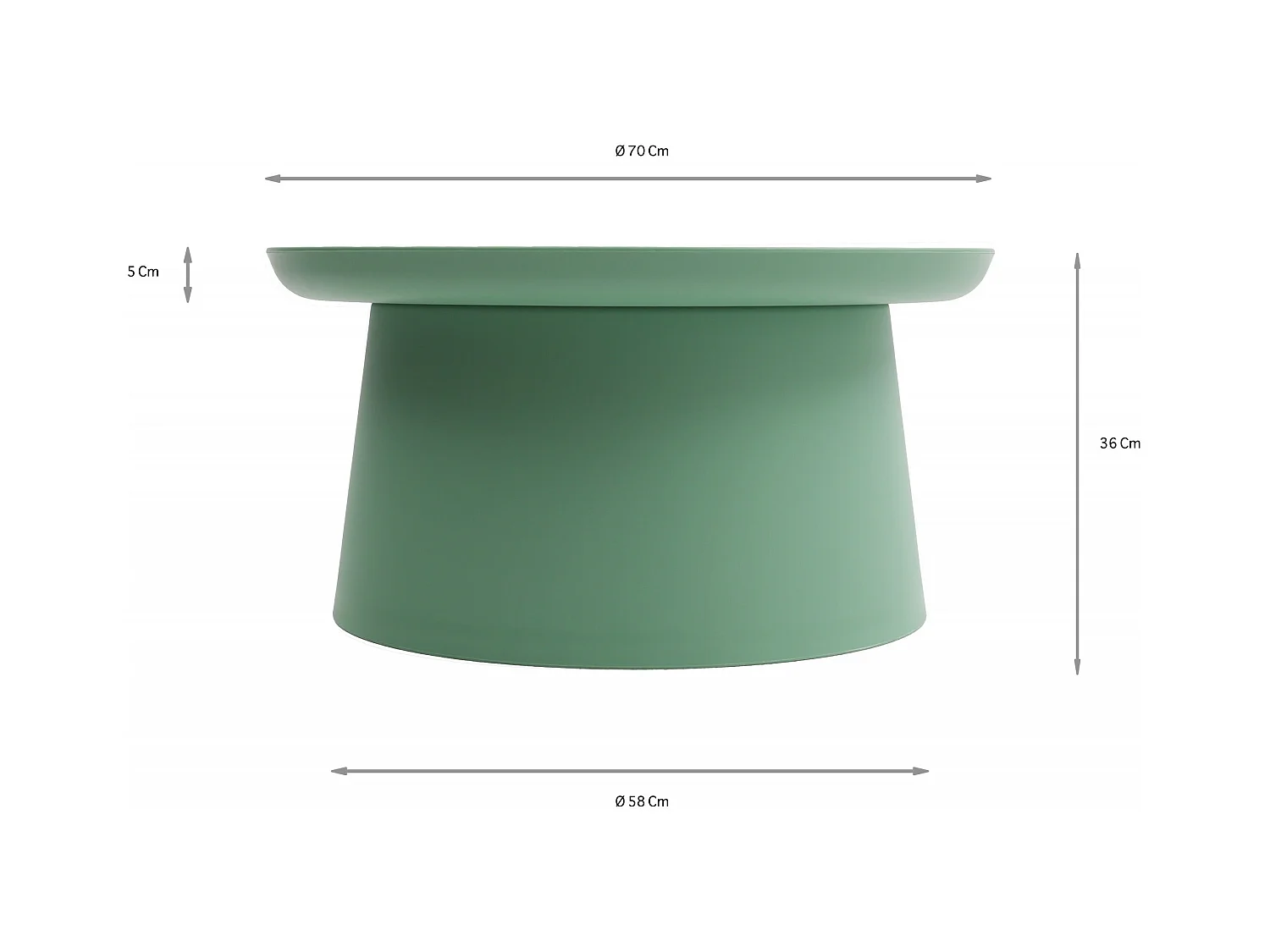 Table basse ronde en polypropylène, Vert, 70x70x36 cm - IBIZA