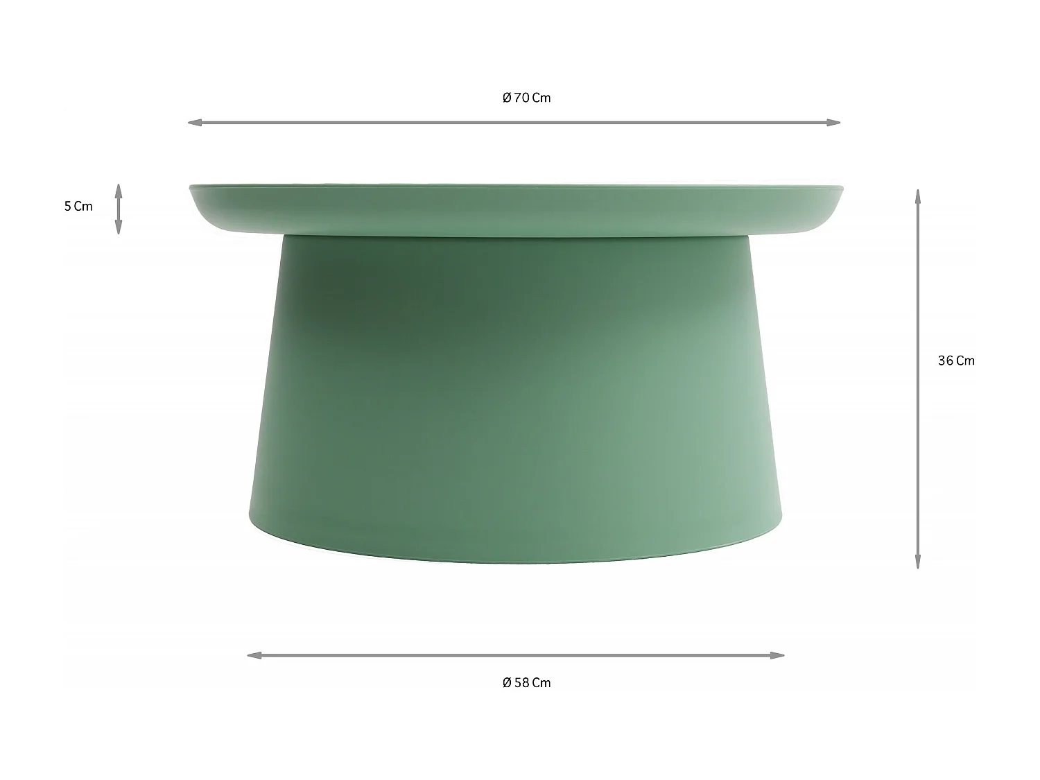 Table basse ronde en polypropylène, Vert, 70x70x36 cm - IBIZA