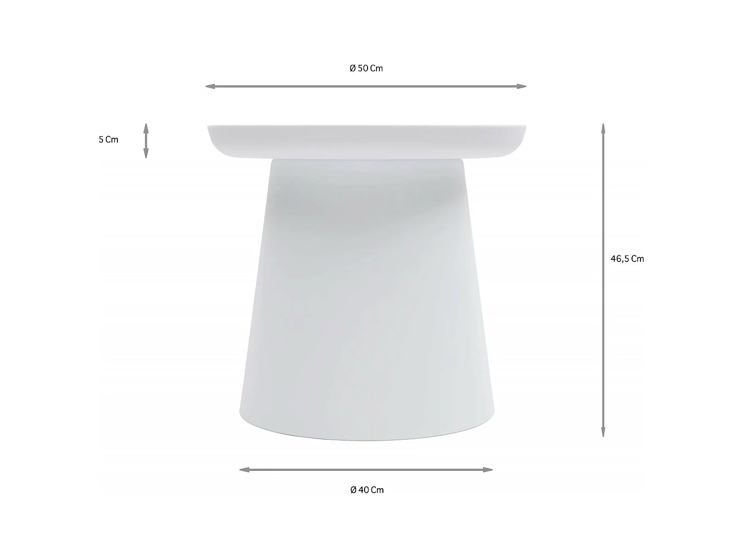 Table basse ronde en polypropylène, Blanc, 50x50x46 cm - IBIZA