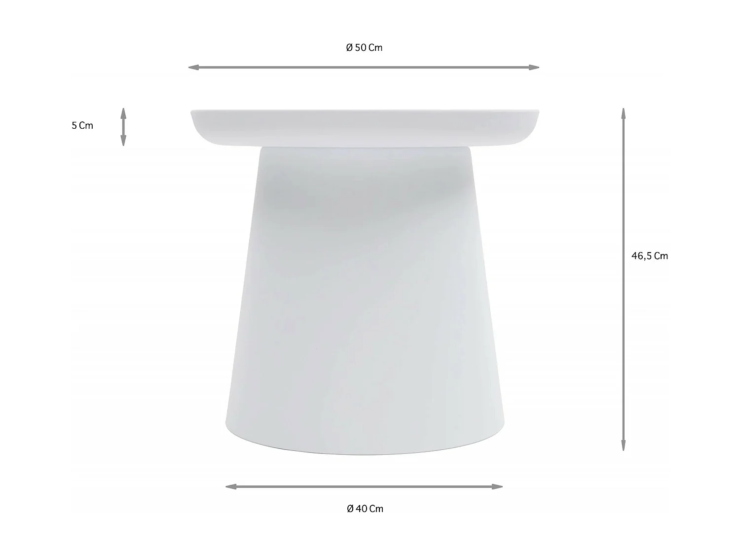 Table basse ronde en polypropylène, Blanc, 50x50x46 cm - IBIZA