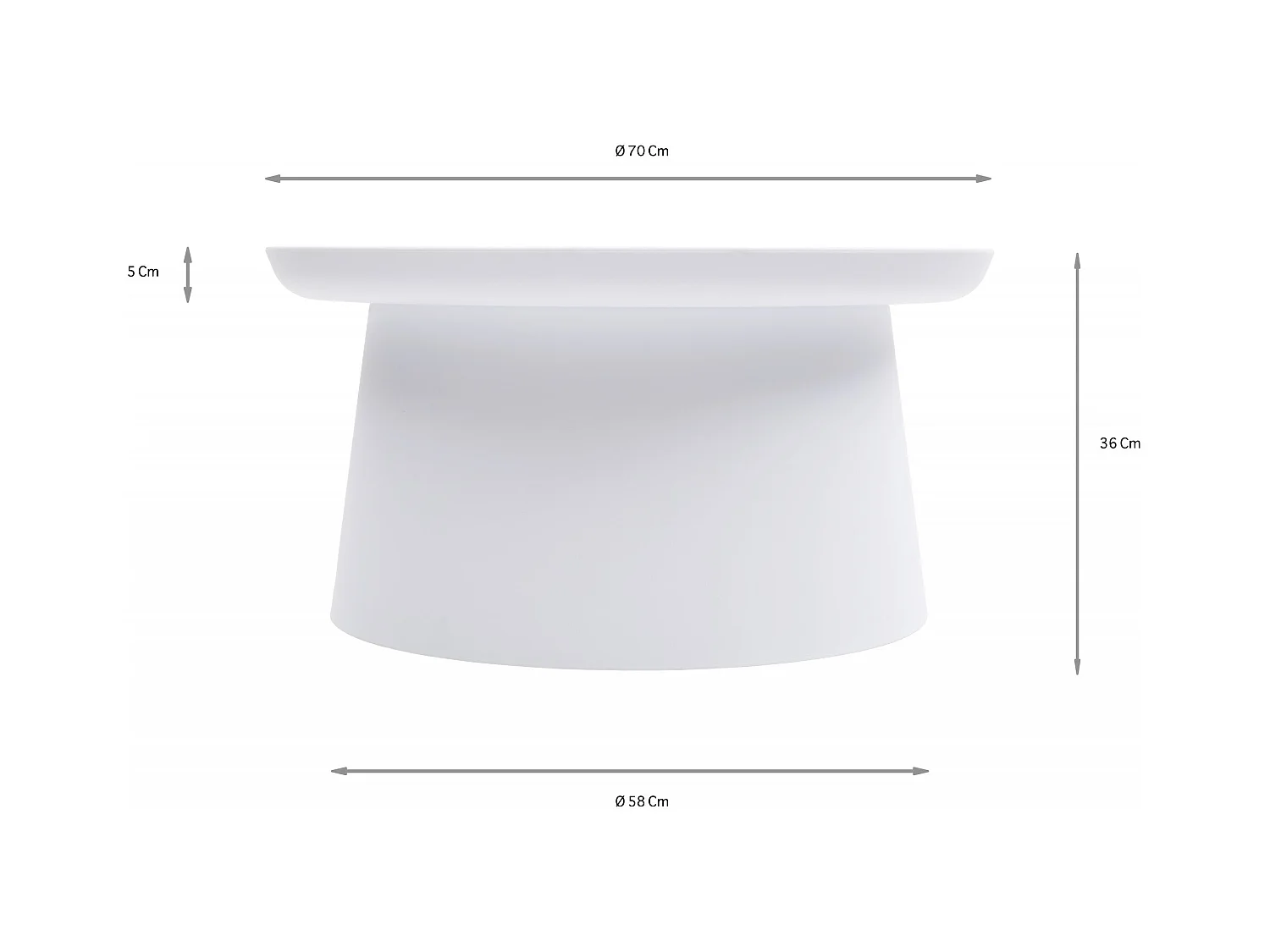 Table basse ronde en polypropylène, Blanc, 70x70x36 cm - IBIZA