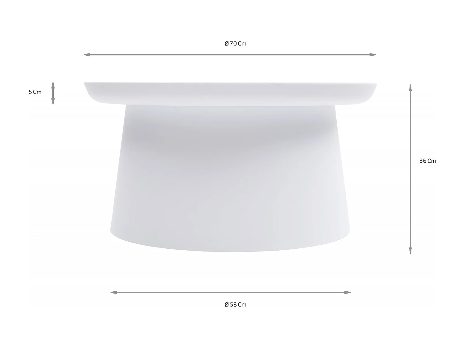 Table basse ronde en polypropylène, Blanc, 70x70x36 cm - IBIZA
