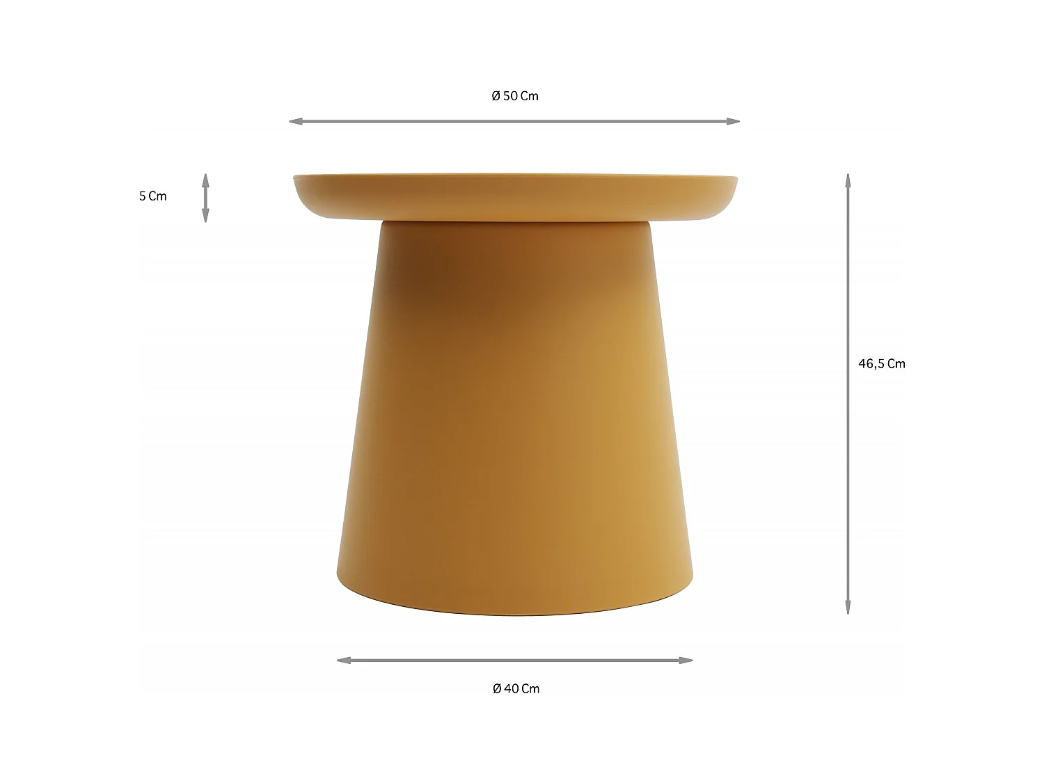 Table basse ronde en polypropylène, Jaune, 50x50x46 cm - IBIZA