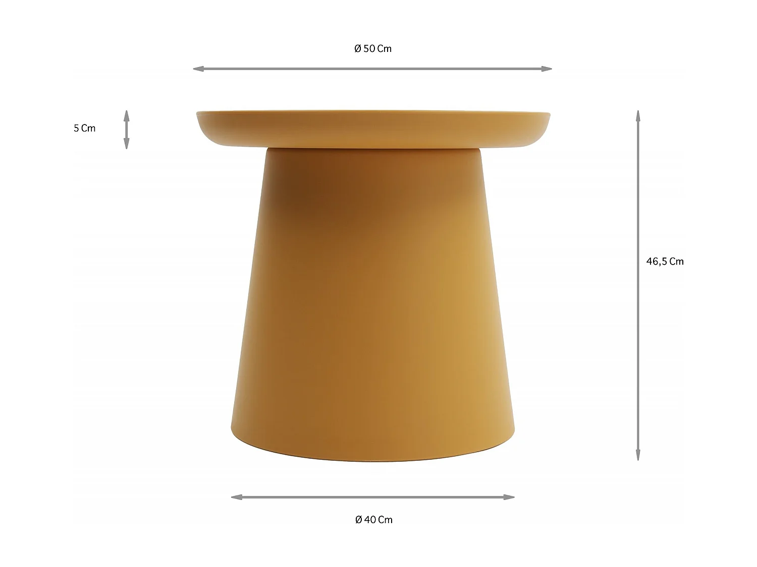 Okrągły stolik kawowy z polipropylenu, żółty, 50x50x46 cm - IBIZA