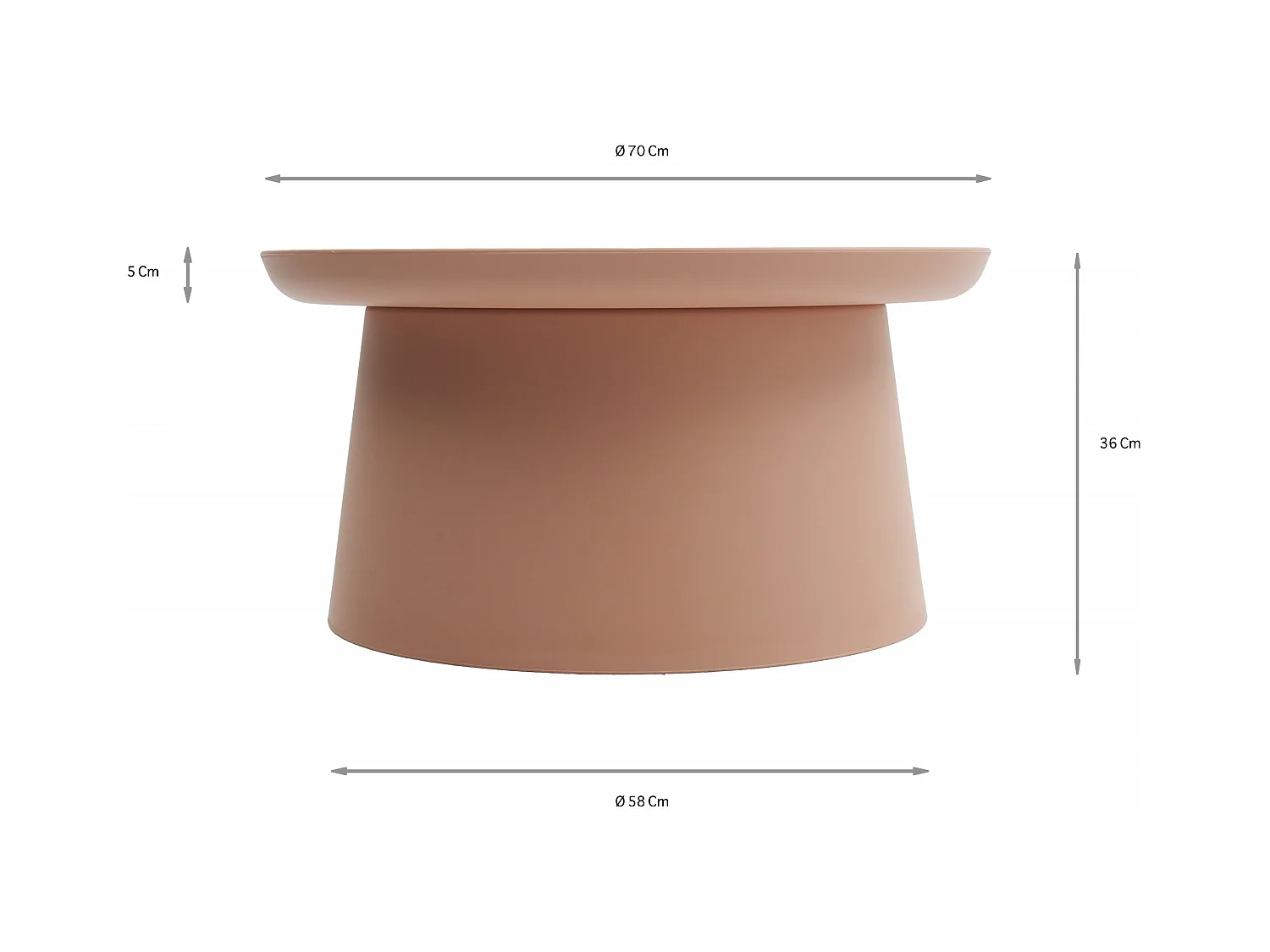 Runder Couchtisch aus Polypropylen, Rosa, 70x70x36 cm - IBIZA