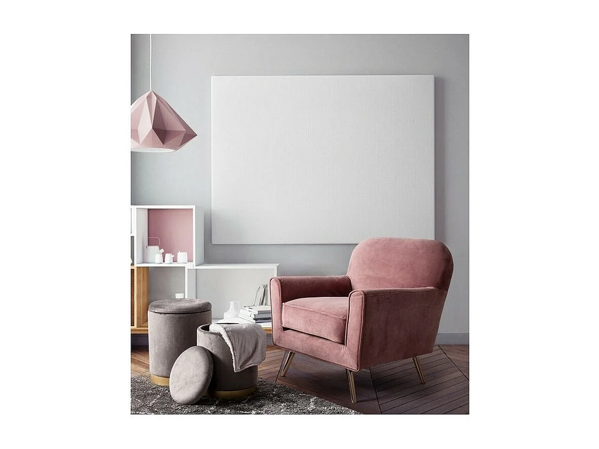 Lot de 2 poufs de rangement effet velours gris - POLINA