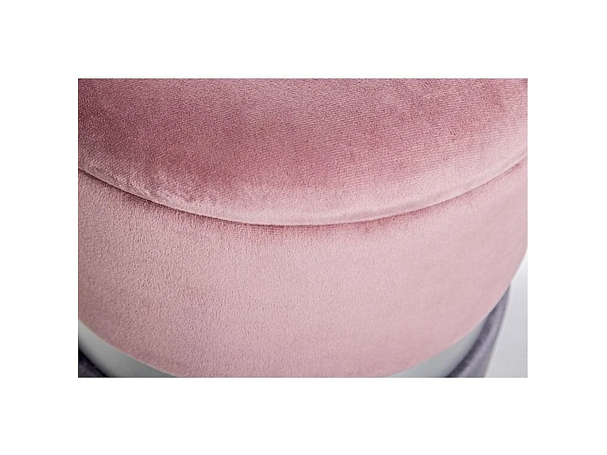 Lot de 2 poufs de rangement effet velours rose-gris - POLINA