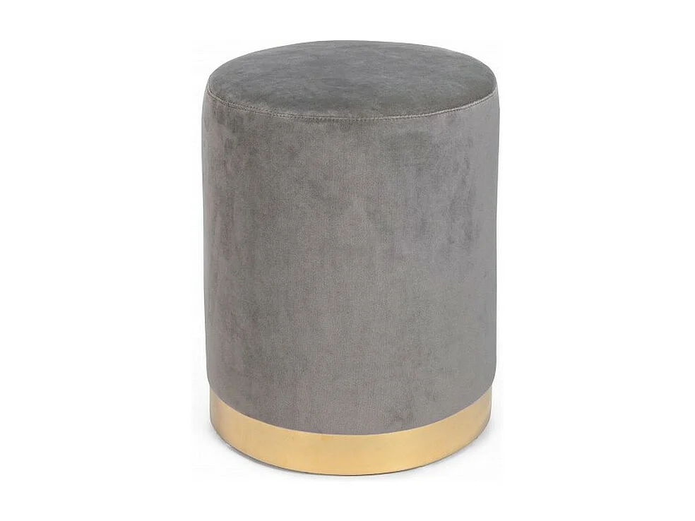 Pouf gris effet velours avec bande dorée - LUCILLA