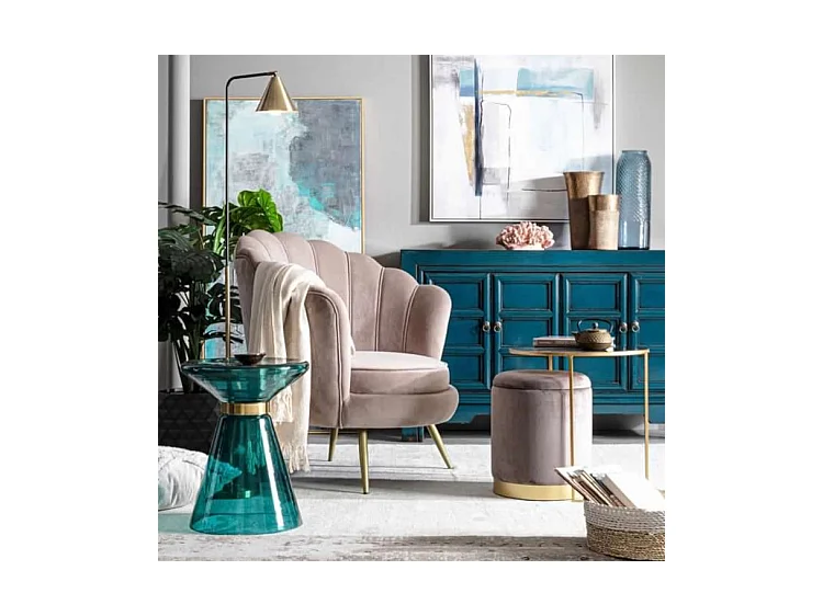 Lot de 2 poufs de rangement effet velours rose - POLINA