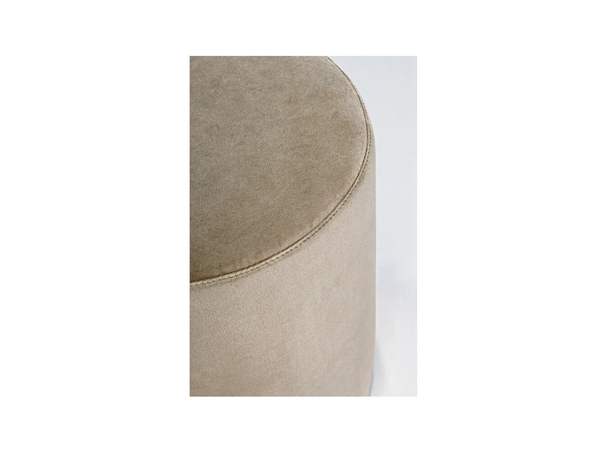 Pouf effet velours couleur tourterelle avec bande dorée - LUCILLA