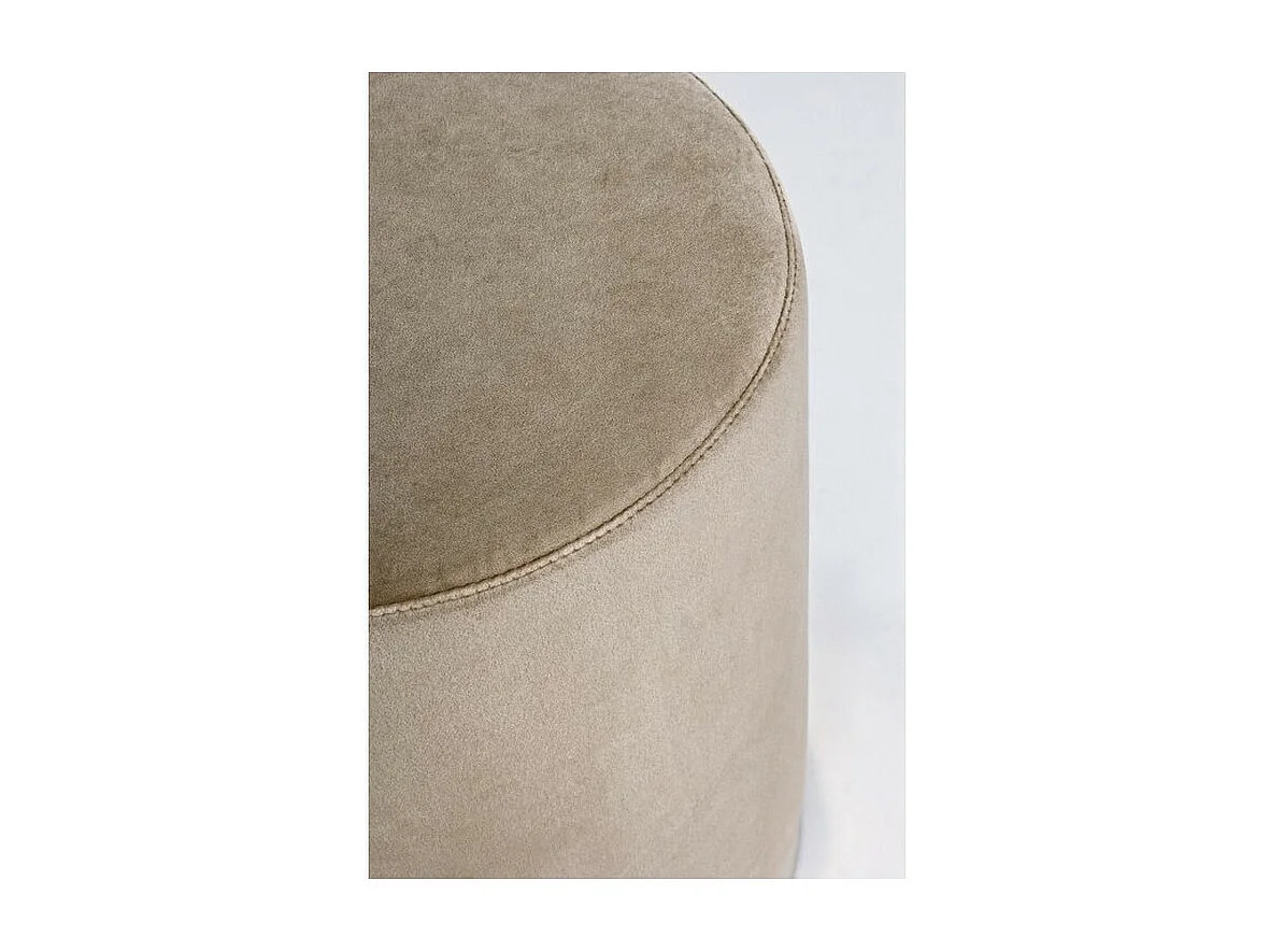 Pouf effet velours couleur tourterelle avec bande dorée - LUCILLA