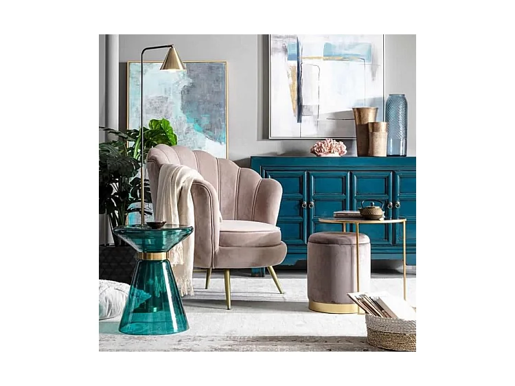 Lot de 2 poufs de rangement effet velours vert - POLINA