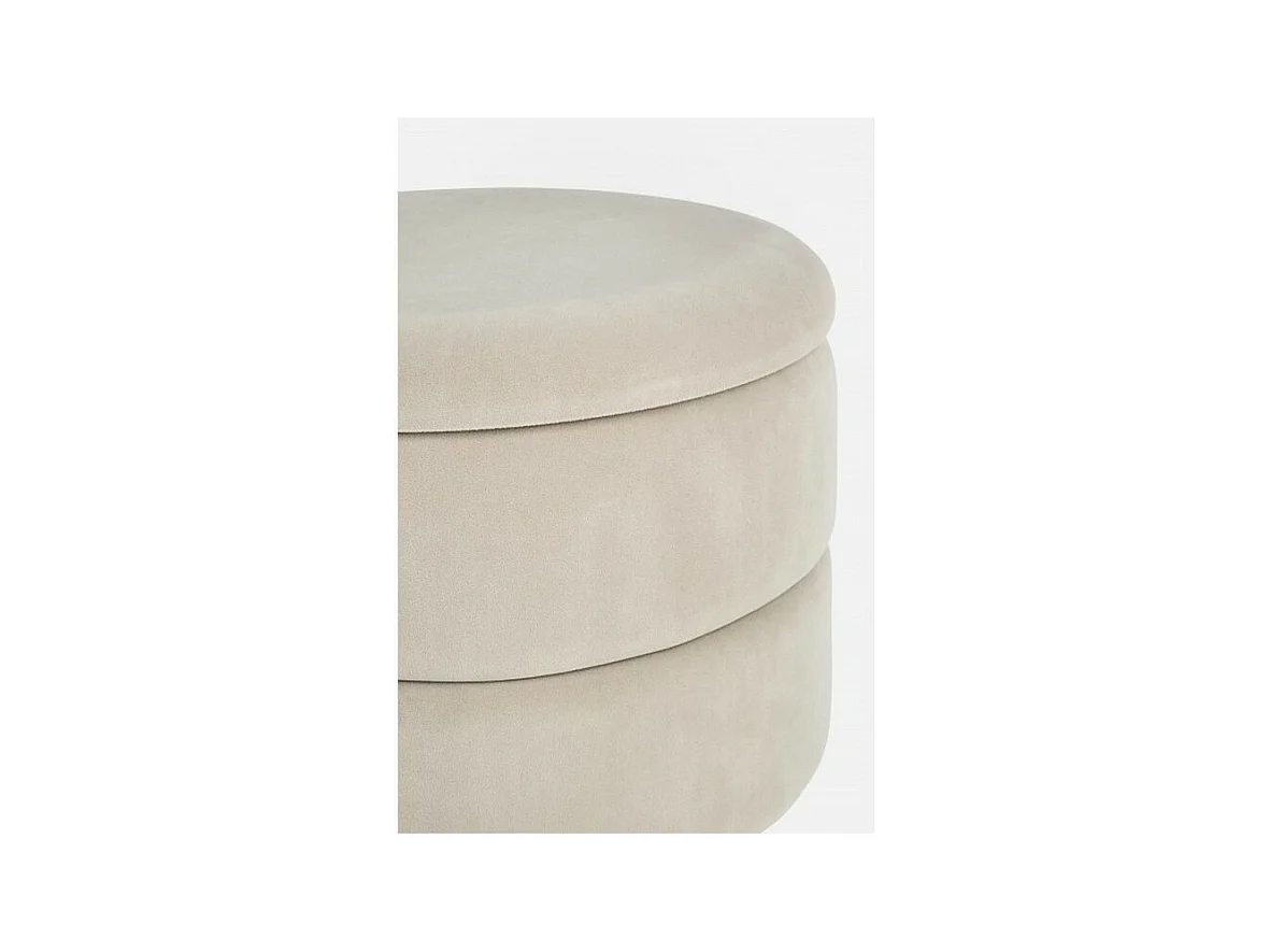 Pouf de rangement beige effet velours - PAVLINA