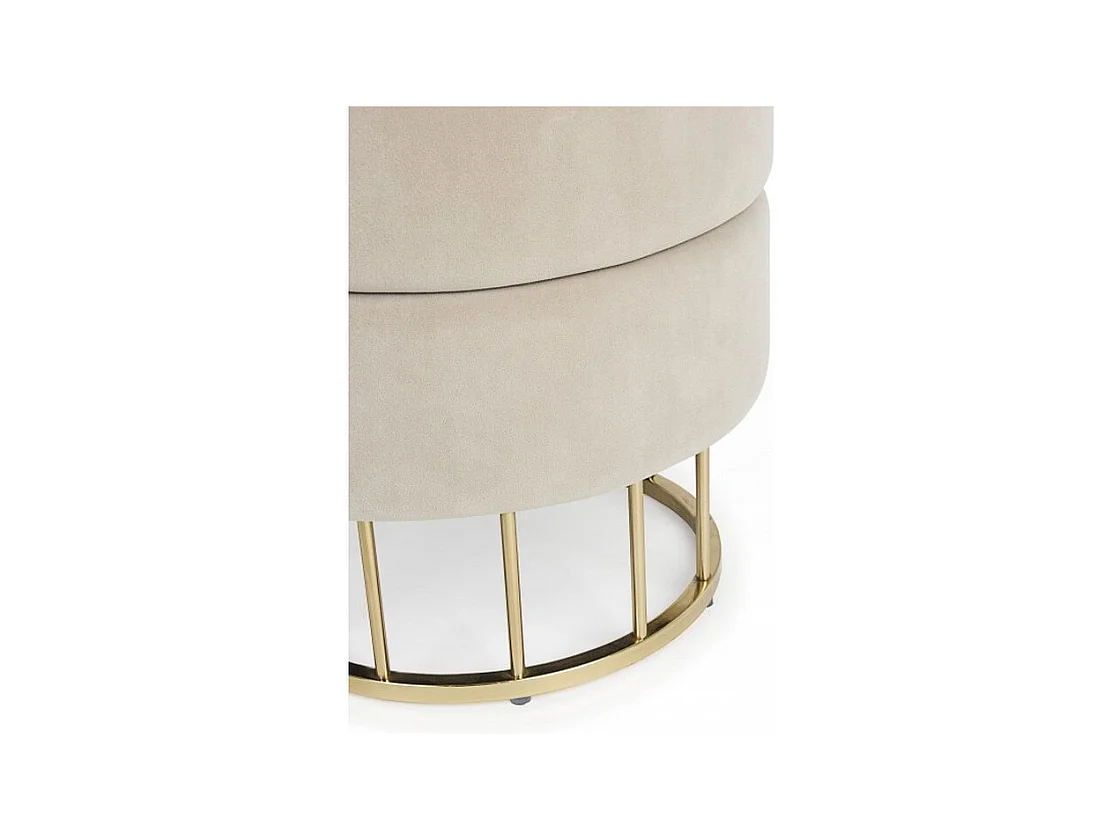 Pouf de rangement beige effet velours - PAVLINA