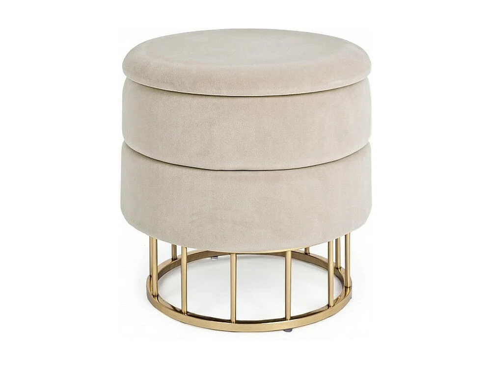 Pouf de rangement beige effet velours - PAVLINA
