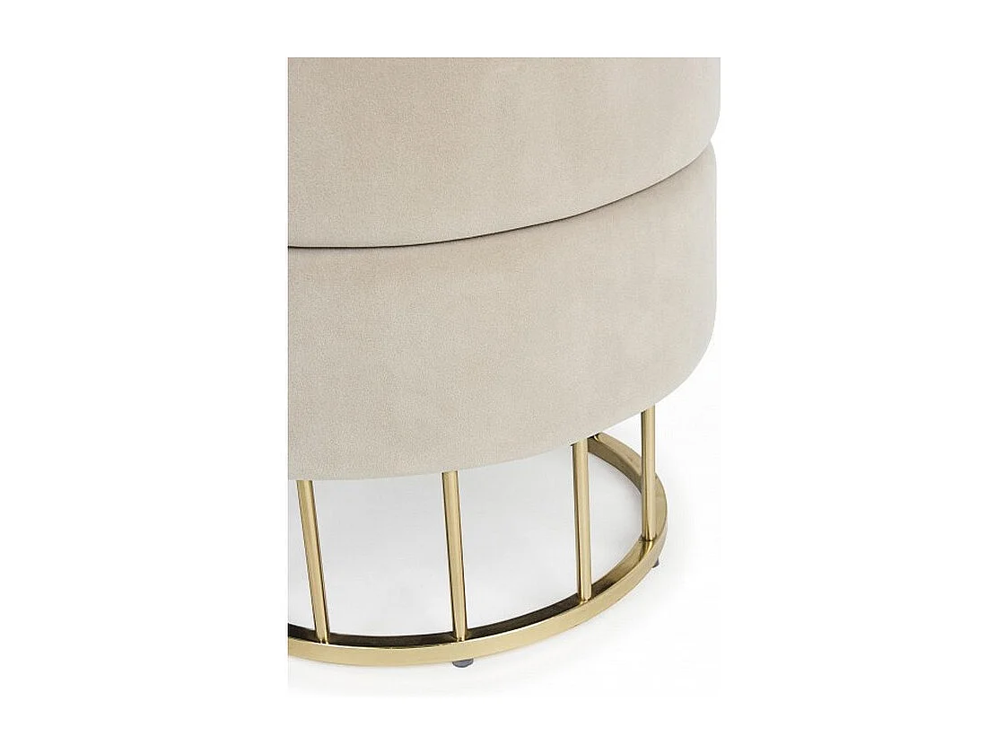 Pouf de rangement beige effet velours - PAVLINA