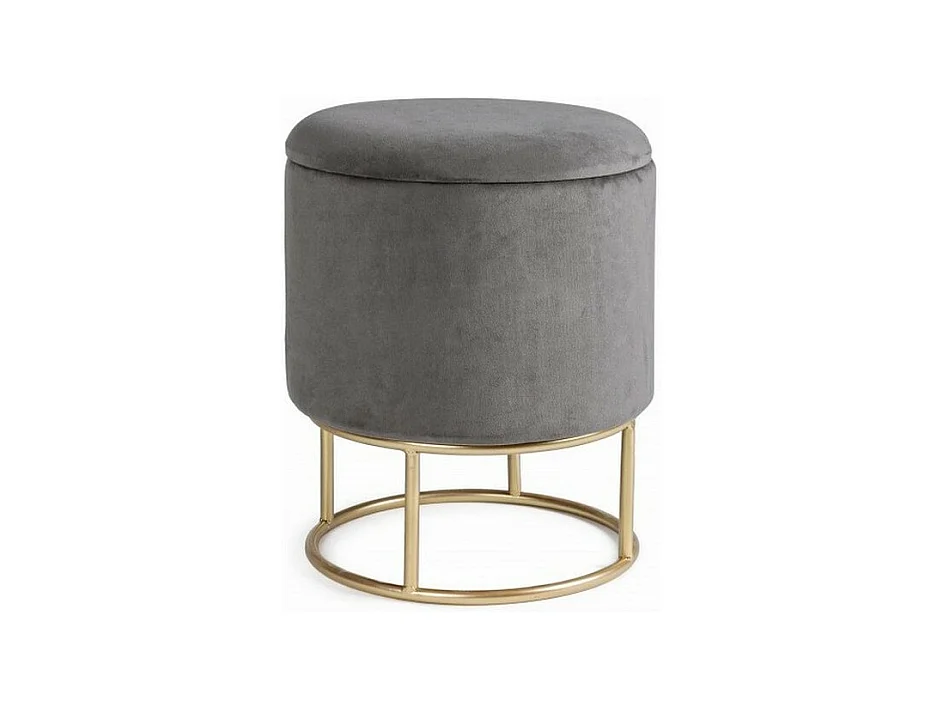 Pouf de rangement effet velours gris - POLINA