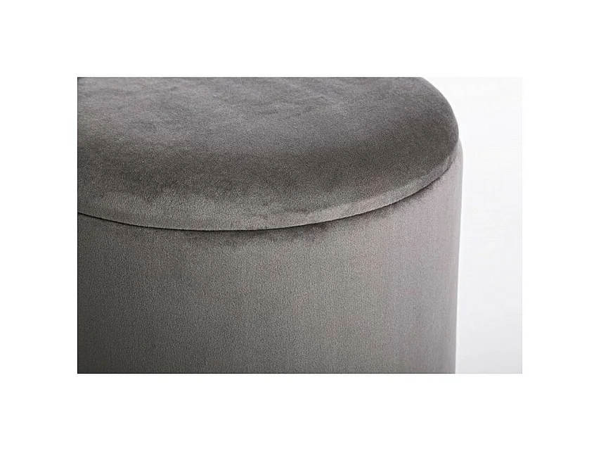 Pouf de rangement effet velours gris - POLINA