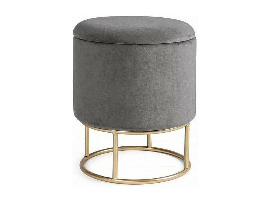 Pouf de rangement effet velours gris - POLINA