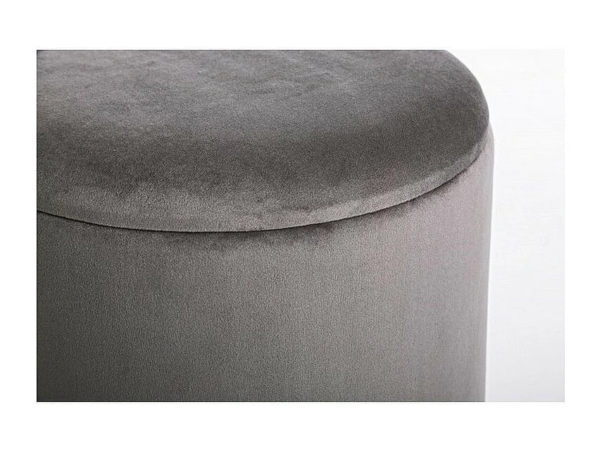Pouf de rangement effet velours gris - POLINA