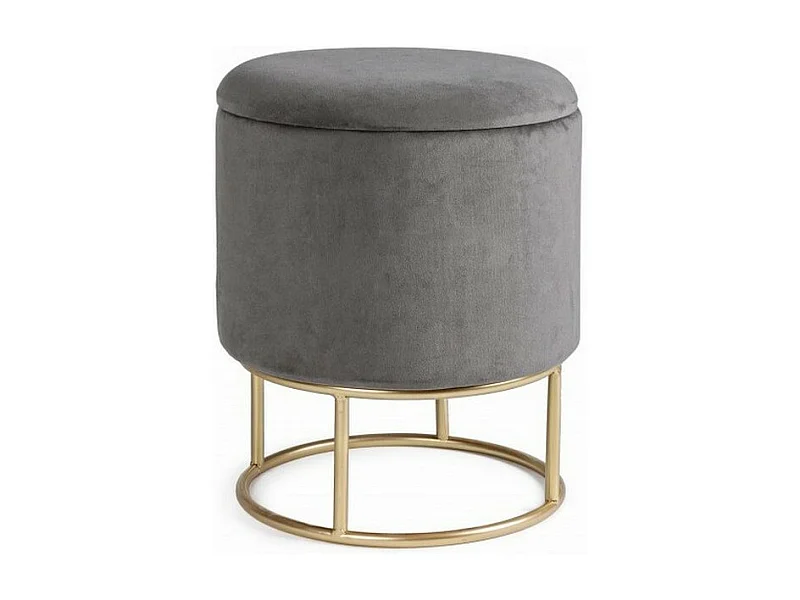 Pouf contenitore effetto velluto grigio - POLINA