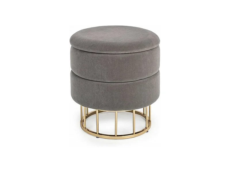 Puf de almacenaje efecto terciopelo gris oscuro - PAVLINA