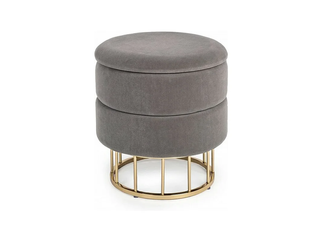 Pouf de rangement gris foncé effet velours - PAVLINA