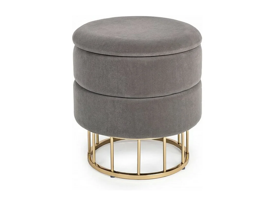 Dunkelgrauer Hocker mit Samteffekt - PAVLINA