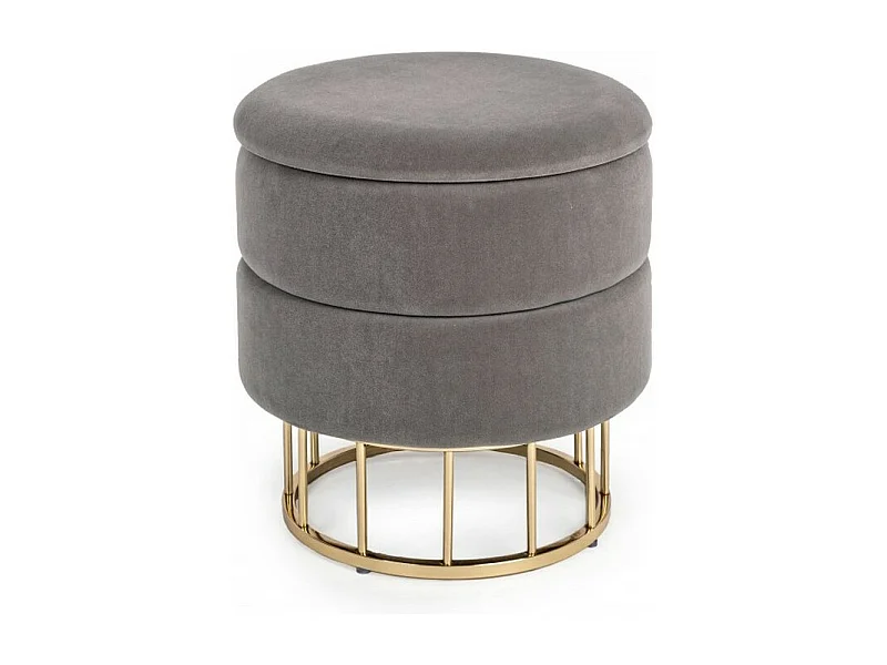 Pouf de rangement gris foncé effet velours - PAVLINA