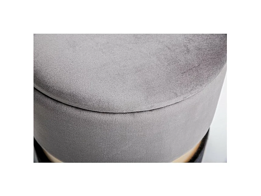 Lot de 2 poufs de rangement effet velours gris-noir - POLINA