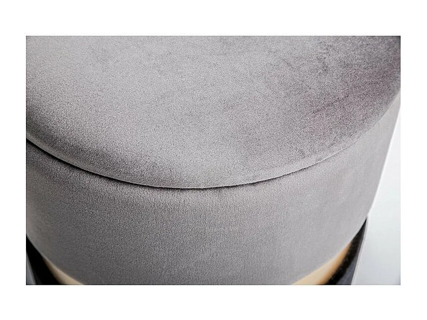 Lot de 2 poufs de rangement effet velours gris-noir - POLINA